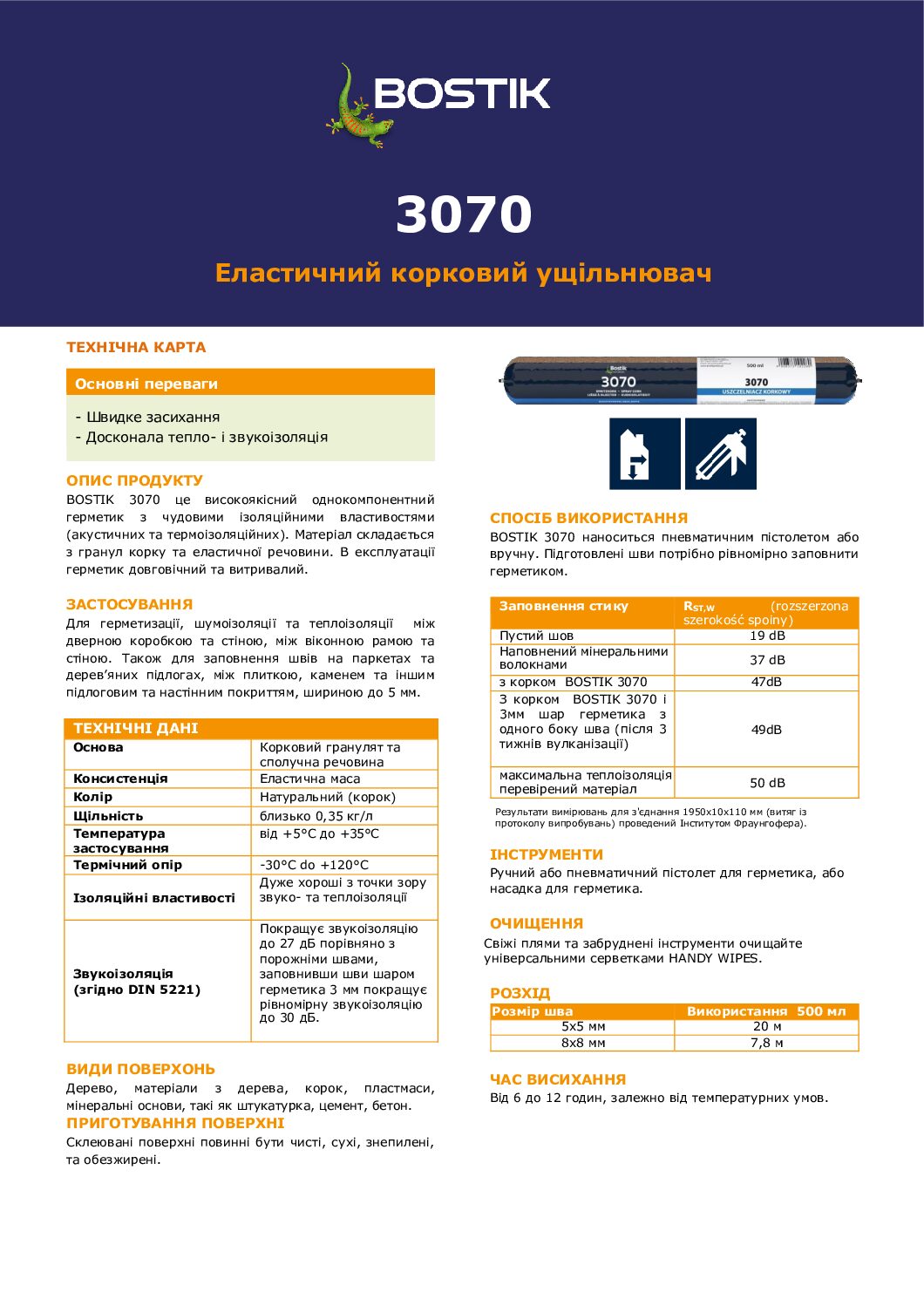 Корковий герметик Bostik 3070