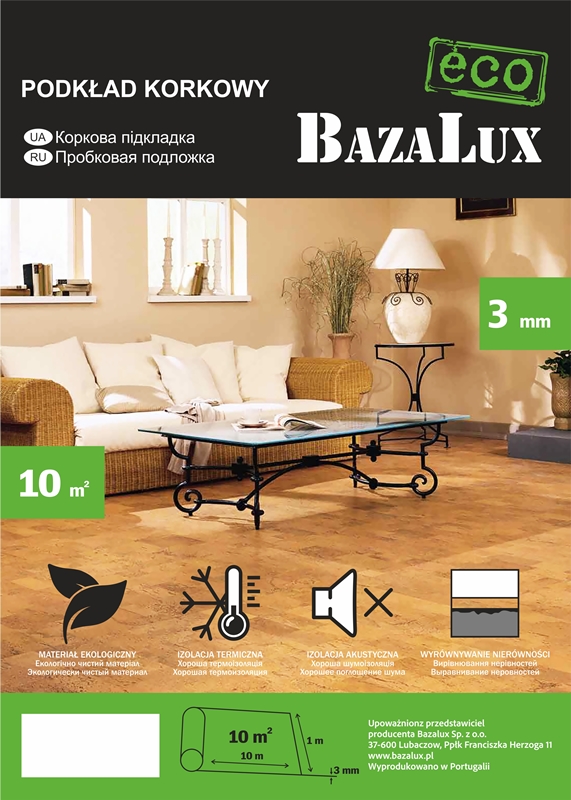 basalux eco подложка пробковая 3мм